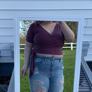 ❌SOLD❌ front wrap striped blouse